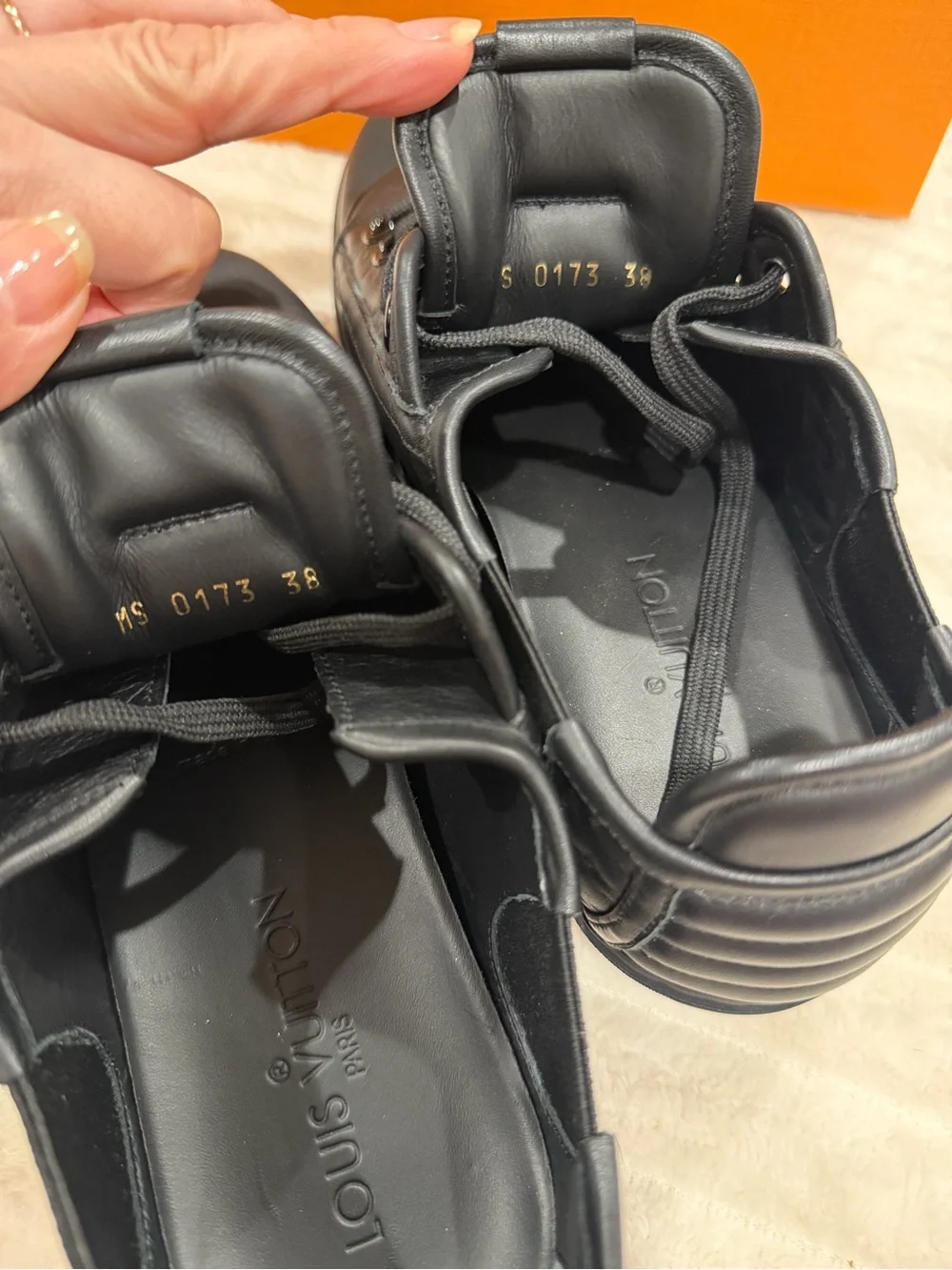 Louis Vuitton Black Monogram Embossed Leather Low-Top Sneakers